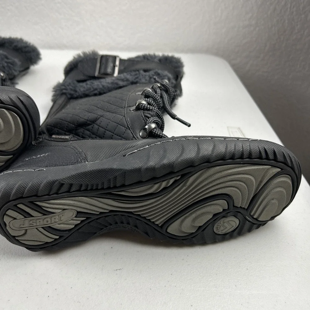 Ladies JSport by‎ Jambu Black Windham Faux Fur Lined Boots Size 6M Zip